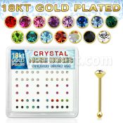 18b14xm silver nose bones w 18k gold plating 2mm crystal tops