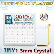 18s6xc box of gold silver nose studs w 1 25mm clear crystals