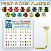 18sp14xm gold silver nose studs w 2mm prong crystals in colors