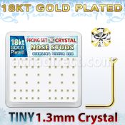 18sp6xc gold silver nose studs w 1 25mm prong set clear crystals