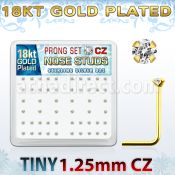 18sz12xc box of gold silver nose studs w 1 25mm clear prong cz