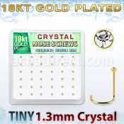 18w6xc box gold plated silver nose screws 1.25mm clear crystals