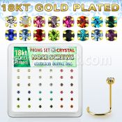 18wp14xm box gold plated silver nose screws set 2mm mix crystals
