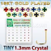 18wp6xm box gold plated silver nose screw set 1.25mm mix crystal