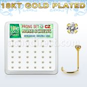 18wz2xc box 36 gold plated silver nose screws w set 2mm clear cz