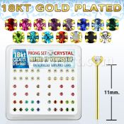 18yp14xm gold silver bend it nose studs w 2mm prong set crystals