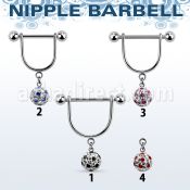 afrsnp8 steel nipple stirrup w 8mm dotted multi crystal ball