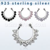 agsepz1 silver fake septum clicker w 3mm 2mm cz