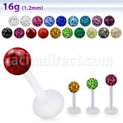 albfr4 bio  flex labret w 4mm ferido glued multi crystal ball