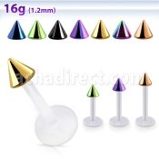 albtcn3 bio  flex labret with 3mm pvd plated steel cone