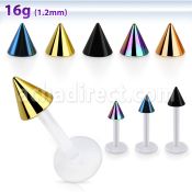 albtcn4 bio  flex labret with 4mm pvd plated steel cone