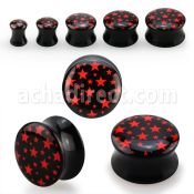 apghh black acrylic double flare logo plug with cute red stars