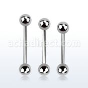 bb20 6mm to 10mm 316l steel barbell with two 3mm balls