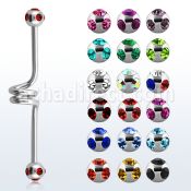 bbcl 316l steel industrial twister barbell with jewel ball