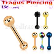 bbert37 anodized 316l steel tragus barbell with 4mm 3mm ball