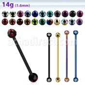 bbt5c pvd 316l steel industrial barbell w jewel ball