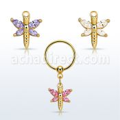 bcrtsz5 gold steel bcr 1.2mm w butterfly w cz stones