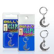 blcp730 fake belly clip w a dangling classic moon w the star