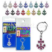 blcpt51 fake belly clip with dangling crystal anchor in package