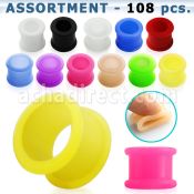 blk287 bulk of silicone flesh tunnels in assorted colors