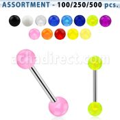 blk345 316l steel tongue barbell with a 5mm acrylic uv ball