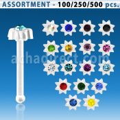 blk426 acrylic nose bone with star top 1 4mm round crystal