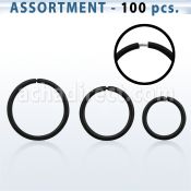 blk437 bulk of black plated silver seamless nose hoops