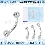blk468 sterlized 316l steel eyebrow bananas with 3mm ball