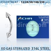 blk469 sterlized 316l surgical steel eyebrow banana w 3mm cone