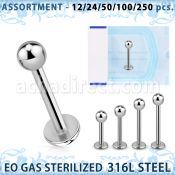 blk470 eo gas sterilized 316l steel labret with 3mm ball
