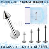 blk471 eo gas sterilized 316l steel labret with 3mm cone