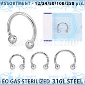 blk474 sterilized 316l steel circular barbell w 3mm balls