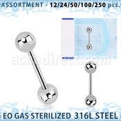 blk477 sterilized 316l steel tongue barbell w 6mm ball