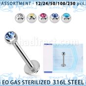 blk485 sterilized 316l steel labret with 3mm bezel ball