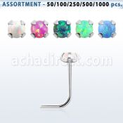blk572 sterling silver nose stud piercing bulk w 2mm opal