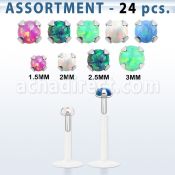 blk580 bulk of bio flex labrets w prong set synthetic opal tops