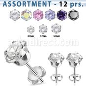 blk60 316l steel ear studs with 3 5mm prong cz stone