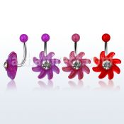 bnacblc 316l steel belly banana w acrylic sun ball w crystal