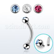 bne2cin 316l steel eyebrow banana with threaded 3mm bezel ball