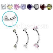 bne2czin internally threaded steel eyebrow banana w 3mm cz stone