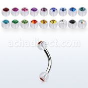 bneajb4 steel eyebrow banana w 4mm bio flex balls w crystals