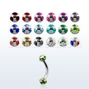 bnec3 316l steel belly banana with 3mm multi jewel ball