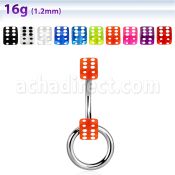 bneds 316l steel eyebrow banana w acrylic dice w slave hoop