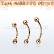 bnettb4 rose gold steel eyebrow banana w 2 4mm balls