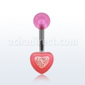 bnhrlym 316l steel belly banana with heart shaped layered bead