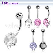 bnrdz8h steel casting belly banana w cz hoop for danglings