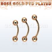 bnttb5 rose gold steel eyebrow banana w 2 5mm balls