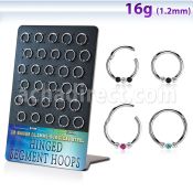 board w steel hinged segment rings w bi color crystals 