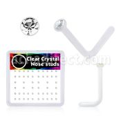 box w 52 acrylic nose studs w 1.5mm clear crystals