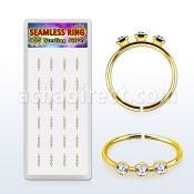 box w gold silver seamless nose hoop w 3 1.5mm crystal